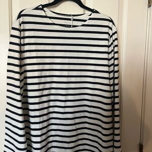 Everlane Black and White (Bone) Striped Long Sleeve Shirt Men’s Size L NWT
